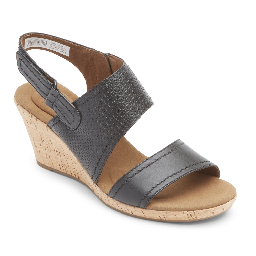 Sandálias Rockport Mulher Pretas - Briah Asymmetrical 2-Piece - 94658XBSK